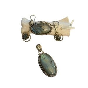Gray Labradorite jewelry set